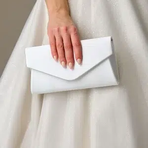 perfect bridal simone dyeable ivory satin pearl brooch envelope clutch bag 9221 | The Perfect Bridal Company