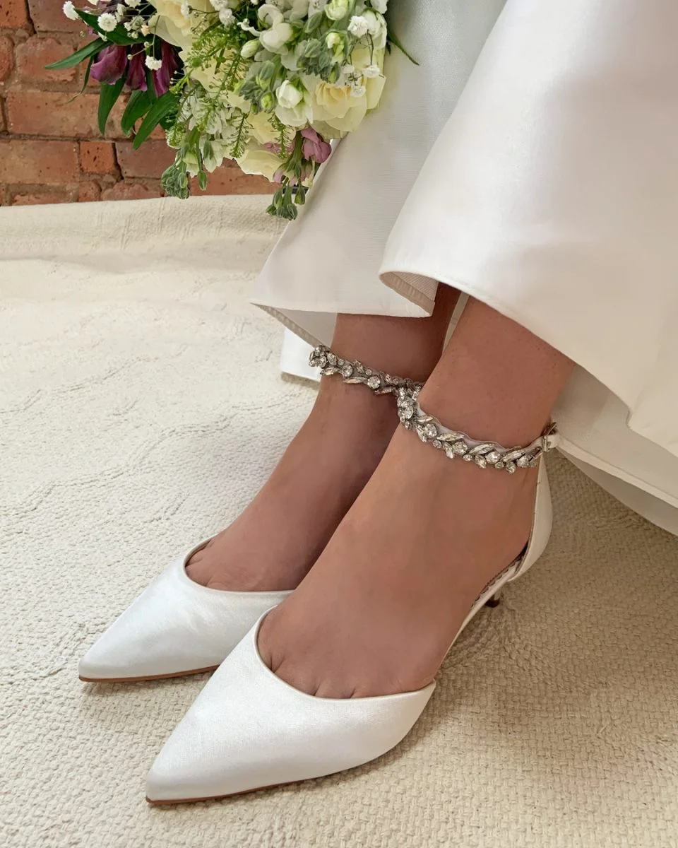 Ivory Kitten Heels with Burst of Crystals - Ivory Wedding Shoes – Custom Wedding  Shoes by A Bidda Bling