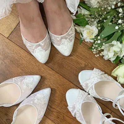 Flat (0 to 1/2 in.) Canvas Bridal Shoes for sale