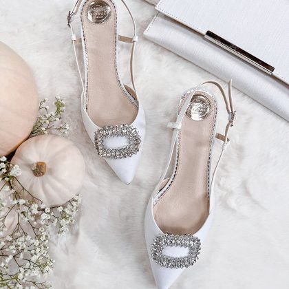 Lennox Kayla pumpkins off foot | The Perfect Bridal Company